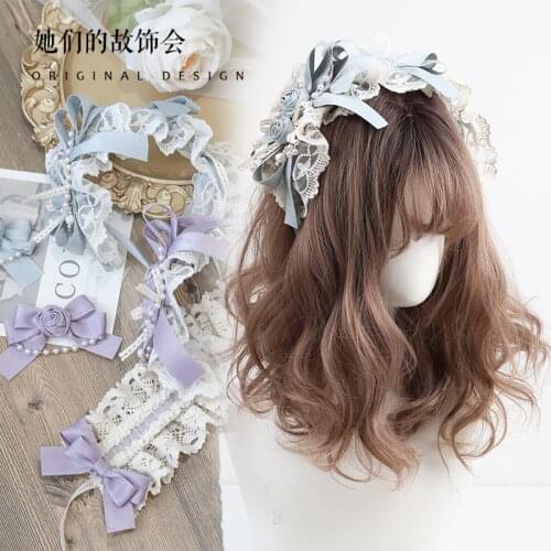 Lolita Rose Lace Bow Hairbands For Women Girls Mini Top Hat Headband Hair Clips Hair Accessories