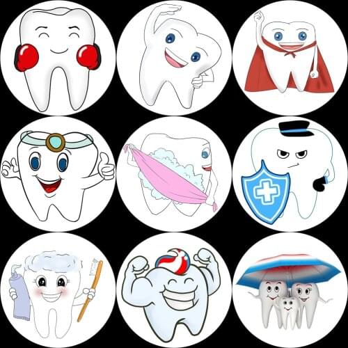 10 Styles Protect Care Of Teeth Brooch Tooth Cute Dentist Badge Backpacks Button Women Female Men Boy Birthday Classic Gift