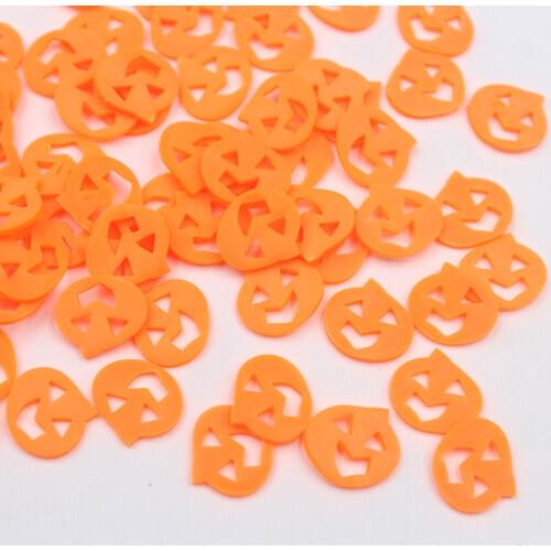 100g/lot Hallowee Pumpkin Slices Polymer Clay Cartoon Smiling Sprinkles Soft Pottery for Toys Decoration DIY Filler Accessories