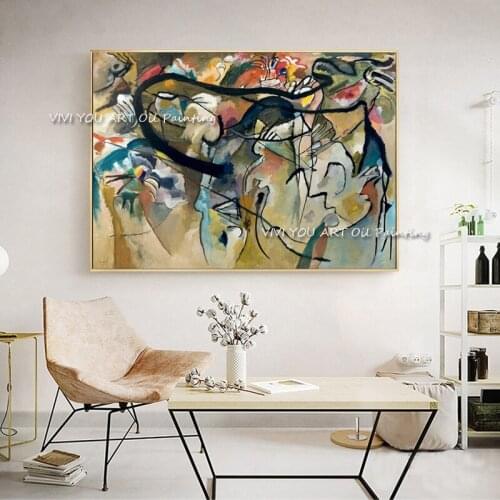 100% Handmade Colorful Kandinsky Modern Abstract Canvas Oil Painting Wall Art Pictures For Living Room Pictures Home Decor