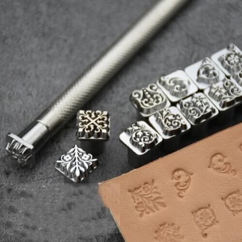 12pcs Leather Printing Constellation Zodiac Tang Turf Carving Pattern Handmade DIY punch Tool Set Vegetable Tanned leather