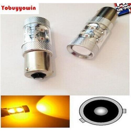 2Pcs Super Bright 50W CREE Chips LED Bulbs 1156 PY21W BAU15S Singal Turn Bulb Car Truck Light 12V Yellow/Amber For European Cars