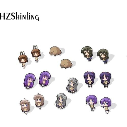 2020 New Clannad Nagisa Stud Earring Funny Acrylic Earrings Resin Epoxy Jewelry Gifts Fan
