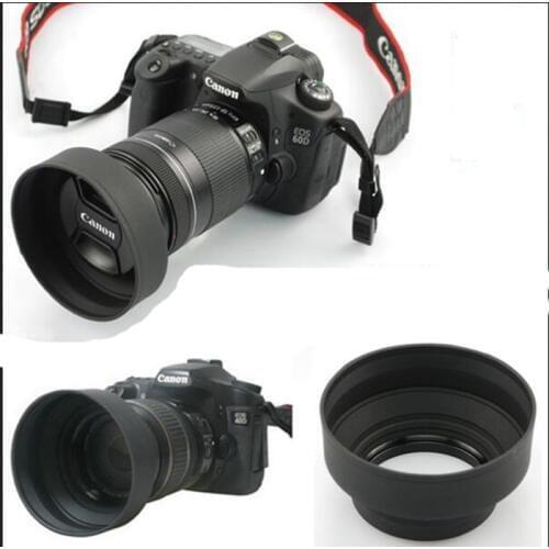 52mm Collapsible Rubber Camera Lens Hood for Standard & Wide & Tele Focus 3 in 1 52 mm