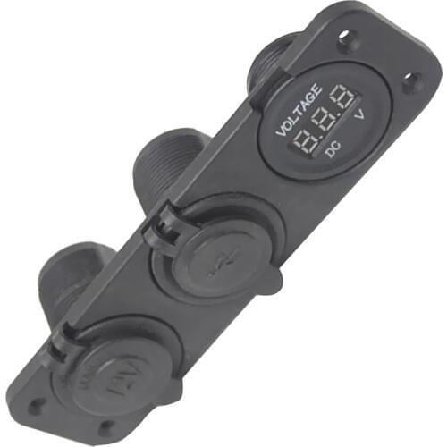 Car Vehicle Cigarette Lighter Socket 12V Dual USB Adapter Charger and Digital Voltmeter Multifunctional product