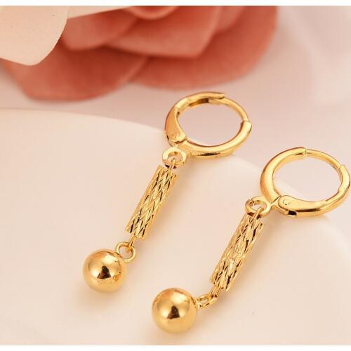 Bangrui 8mm Light Gold Color Bead Earrings for Womens/Girls African/Arab Round Ball Earrings Ethiopian Jewelry,Nigeria Gift