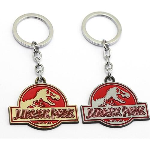 Movie Jurassic Park Keychain Jurassic World Pendant Metal Key Ring sleutelhanger Car Bag Key Chain Chaveiro llaveros Jewelry