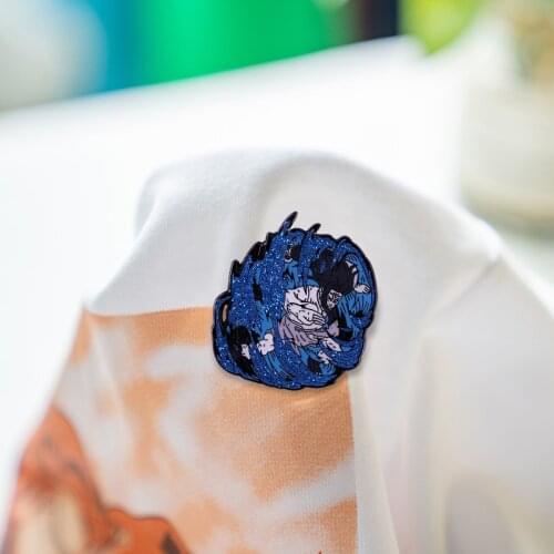 Hyuga Clan Neji Hyuga Enamel Pin Shippuden Ninja Brooch Blue Glitter Badge Anime Fans Flair Addition