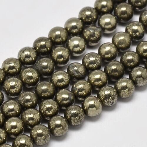 2 Strand 2/3/4/6/8mm Natural Pyrite Round Beads Strands Grade A for jewelry making Bracelet Necklace Accessories