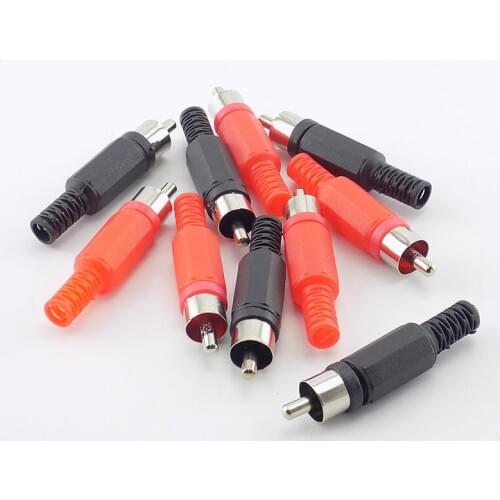 DIY RCA Plastic Jack Connector Black Red RCA Solder Audio Video Plug Handle Male Stereo Audio Plugs Channel Dual Industrial Tool
