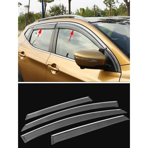4pcs ACCESSORIES SET FIT FOR NISSAN QASHQAI 2014-2016 SIDE WINDOW RAIN DEFLECTORS GUARD VISOR WEATHERSHIELDS DOOR SHADE WEATHER