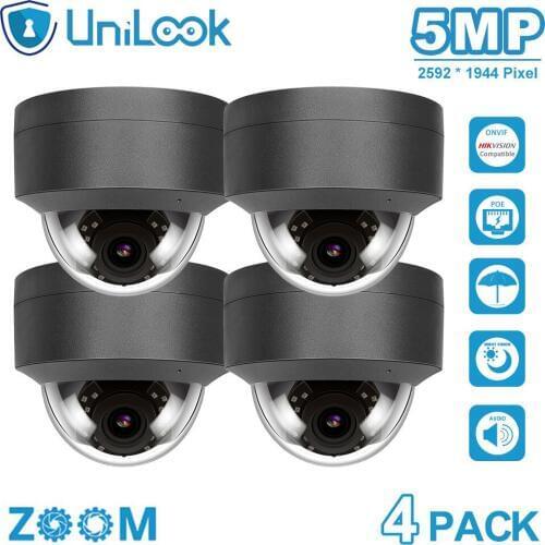 UniLook 5MP POE IP Camera outdoor 4X Zoom 2.8~12mm motorized AF lends POE Dome Security CCTV Camera Audio Microphone IP66 ONVIF