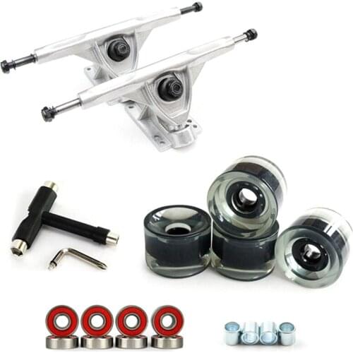 7Inch Longboard Truck Wheels Set 4Pcs PU Wheels 8Pcs Bearing T Skateboard Tool Skateboard Wheel Combo