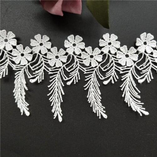 2yard 6.3CM Polyester Flower Feather Tassel Lace Trim Embroidered Fring Lace Ribbon Fabric DIY Sewing Supplies Craft Decoration