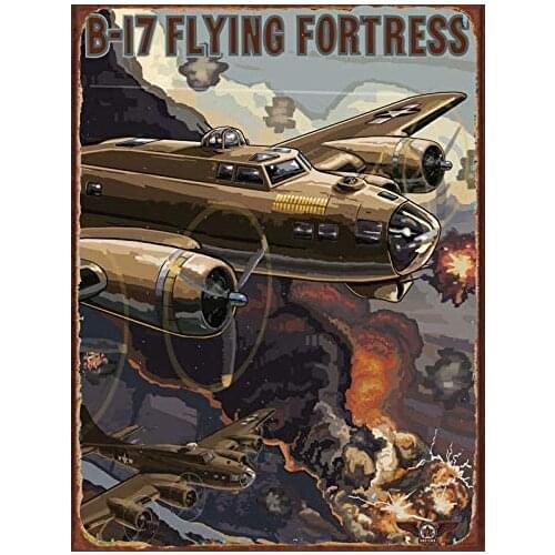 Losea B17 Flying Fortress Metal Sign Vintage Retro Home Decoration Metal Signs Tin Sign Posters for Bar Pub Home