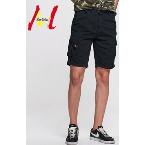MANVALUE Summer New Mens European and American Tide Washed Shorts Young Teenagers Multiple Pockets Fashion Casual Shorts