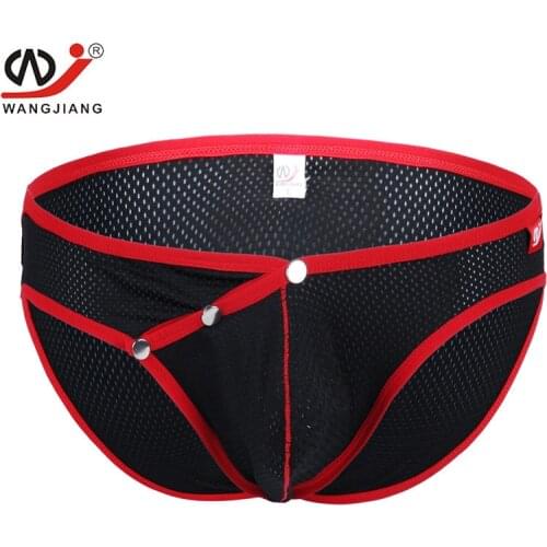 Mens Underwear Wholesale Foreign Trade WJ Herringbone Removable Sexy Mesh Breathable Briefs