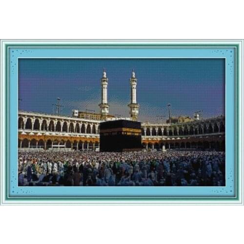 Joy Sunday Printed Cross Stitch Kits Pilgrimage To Mecca DIY 14CT 11CT Canvas Embroidery Sets Needlework Home Decor Painting Set