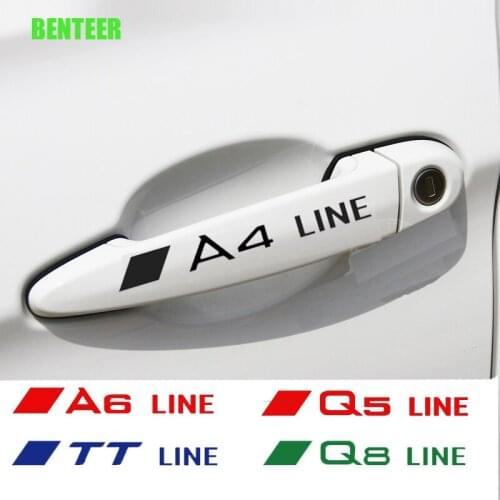 4pcs Car Door Handle Sticker For Audi Sline A1 A3 A4 A5 A6 A7 A8 Q2 Q3 Q5 Q7 Q8 TT S3 S4 S5 S6 B8