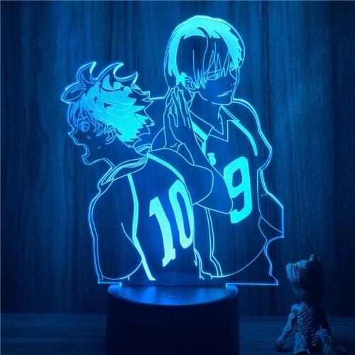 3D Nightlight Anime Haikyuu Kageyama Shoyo Hit Win Figure 7 Colors Touch Optical Illusion Table Lamp Gift Room Decor Light
