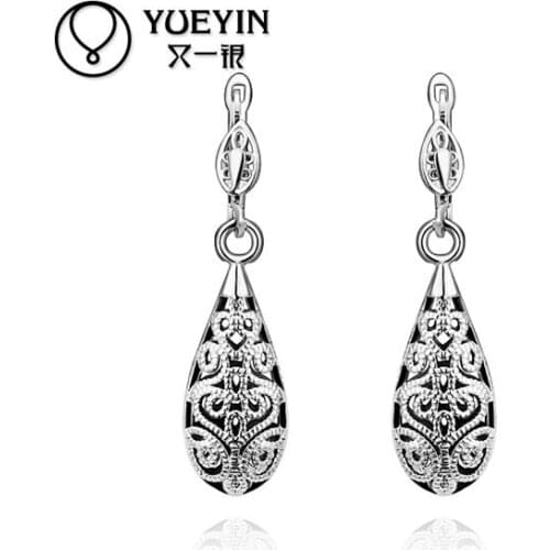 Wholesale Gold color Earrings For Women Wedding jewelry Brincos da Mulher rose gold yellow gold Inlaid Crystal