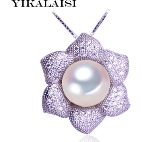 YIKALAISI 925 sterling silver jewelry natural freshwater pearl necklace pendant flower for girls women best gifts