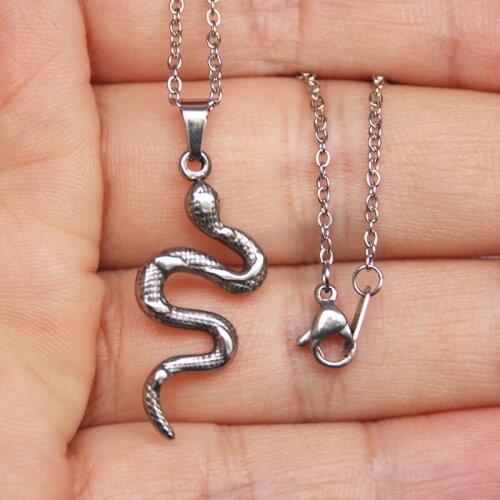 1pc New DIY Stainless Steel Viper Pendant Necklace 3D Snake Necklaces Women Men Vintage Punk Jewelry Gift