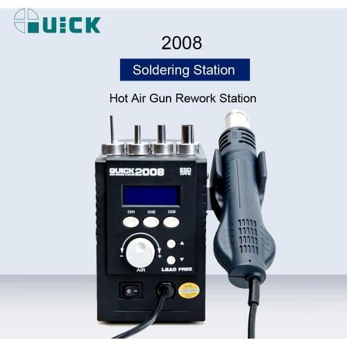 QUICK 2008 ESD Digital Display Heat Gun Welding Rework Soldering Station For iPhone Samsung Mainboard BGA Repair Rework Stations