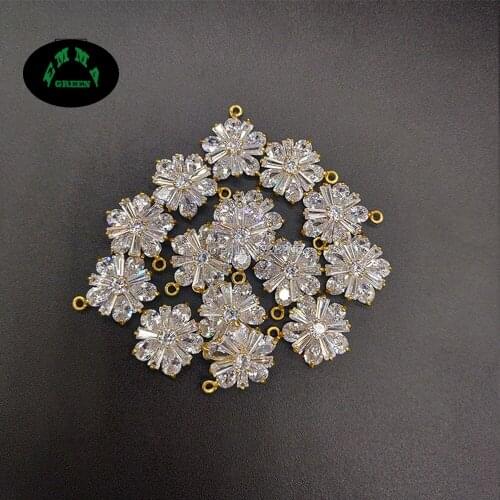 Flower Zircon Crystal Charms Pendant for Jewelry Making 20pcs Zircon Accessories DIY Handmade Findings Flatback Buttons