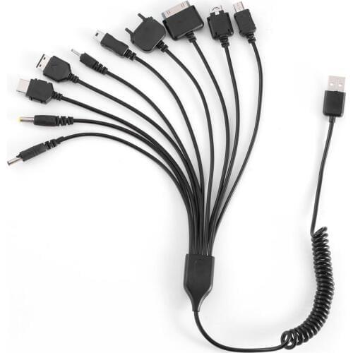 Portable Smartphone Universal USB Charge Cable 10 in 1 Multi Functions Lightweight Retractable Cable