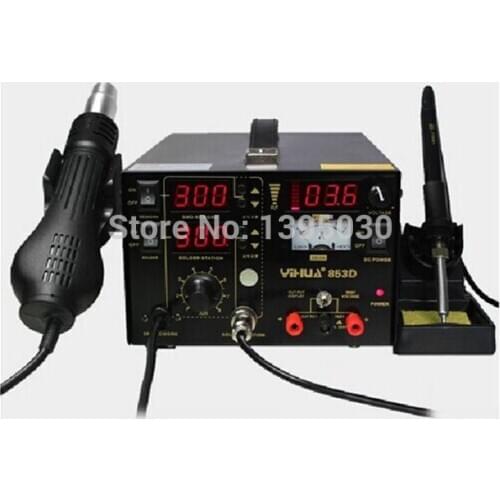 Repair Soldering Station 2 in 1 Hot Air Gun Solde Iron Solder Rework Station 220V 1A Electric SMD IC Repairing Machine 853D