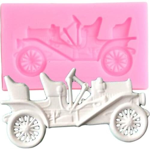 Retro Car Silicone Mold Cupcake Topper DIY Party Fondant Cake Decorating Tools Resin Clay Candy Mould Chocolate Gumpaste Molds