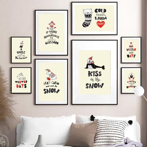 Christmas Poster Giraffe Snowman Elk Fox Decorative Canvas Painting Nordic Posters Wall Art Wall Pictures For Living Room Decor