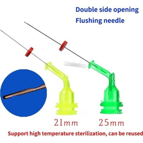 31GA reusable high quality dental endoscope irrigation needle elbow bilateral hole oral care syringe tool