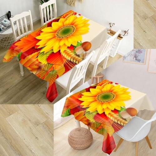 Customizable 3D Tablecloth Flowers Sunflower Waterproof Thicken Rectangular Square Wedding Table Cloth 90X90cm,100X140cm