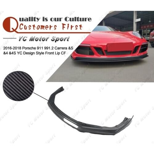 Carbon Fiber YC Design Style Front Lip Fit For 2016-2018 911 991.2 Carrera & S & 4 & 4S Front Bumper Lower Splitter Lip