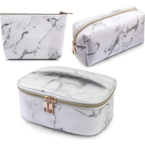 MAANGE 3Pcs Makeup Bags Portable Travel Cosmetic Bag Waterproof Organizer Multifunction Case Marble Toiletry Bags for Women