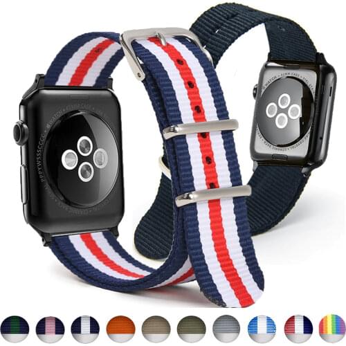 Woven Nylon Band Watchband For Apple Watch 6 SE 5 4 3 2 1 38mm 40mm , Men Watch Band for iwatch 5 44mm 42mm Bracelet