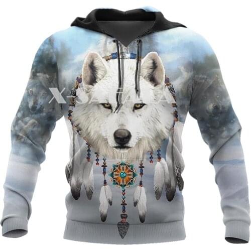 Native Indian Wolf Animal 3D All Over Print XS-7XL Hoodie Man Women Harajuku Outwear Zipper Pullover Sweatshirt Casual Unisex-7