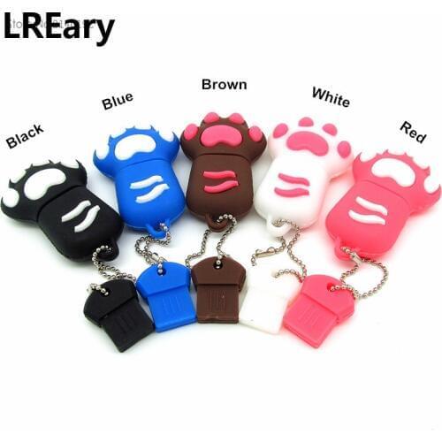 Cartoon Bear cat Claw Shape USB Flash Drive pen drive 4gb 8gb 16gb 32gb USB 2.0 Flash Memory stick footprints Pendrive keychain