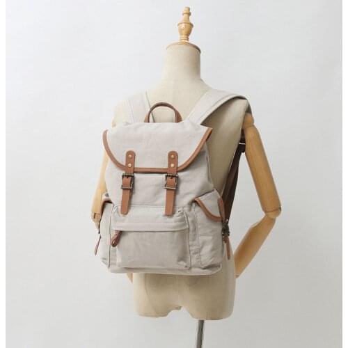 VZVA Vintage Laptop Rucksack For Men Canvas Leather Backpack College School Bookbag Weekend Travel Daypack