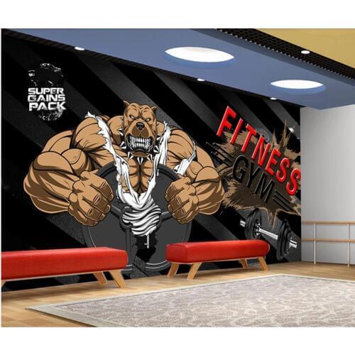 WDBH 3d photo wallpaper custom mural Bodybuilder bear gym on black background home decor living room wallpaper for walls 3 d