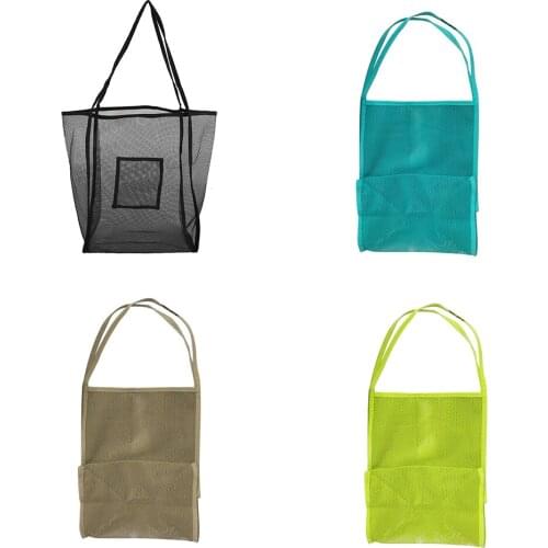 Women Mesh Beach Bag Large Capacity Waterproof Seaside Mesh Satchel Bag Fashionable Shopping Swimming Single Shoulder Net Bag