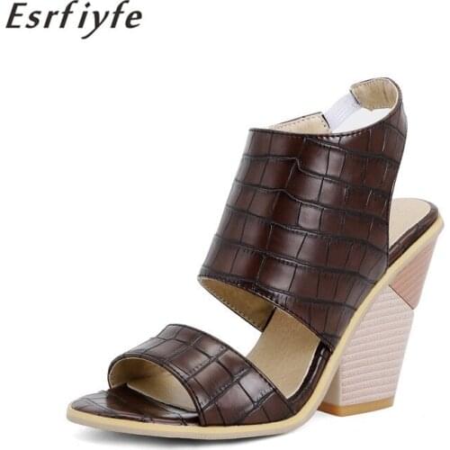 ESRFIYFE 2021 New Summer Women Spike High Heels Sandals Open Toe Shoes Lady Ankle Strap Sandals Large Size 34-48 Shoes Woman