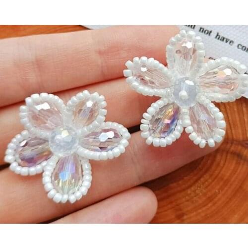 S925 Silver Vintage Crystal Beaded temperament wholesale Girl Jewelry Earring Ear clip Bohemia Women Brand Statement Earrings