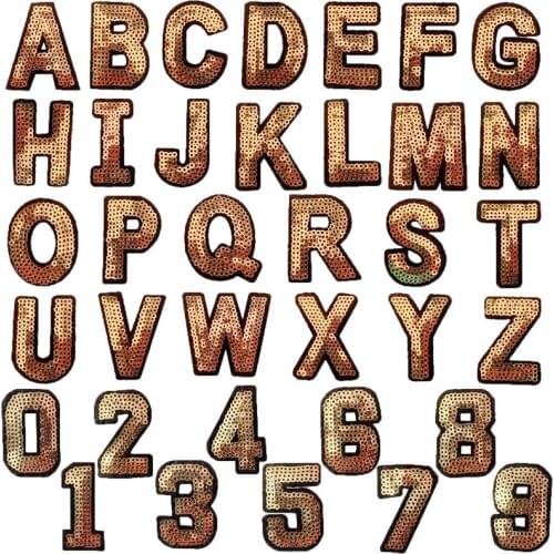 1Pcs New Sequin Embroidery English Alphabet Numbers Cloth Stickers Clothing Bag Patch Stickers Hat Badges Iron on Cloth patches