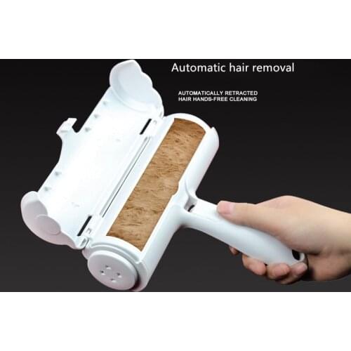 2-Way Pet Hair Remover Roller Lint Sticking Roller Removing Dog Cat Hair from Furniture Carpets Clothing One Hand Operate