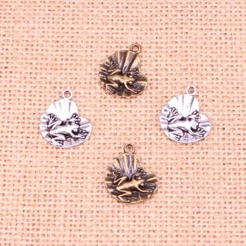 25pcs Tibetan Silver Plated frog on lily pad Charms Pendants for Jewelry Making DIY Handmade Craft 18*17mm