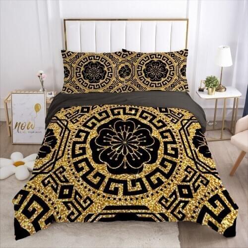 3D Black Luxury Duvet Cover Set Bedding Sets Quilt Covers Pillowcases Comforther Cases King Single Double Size Bed Linen