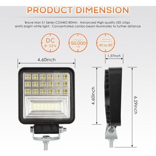 4 Inch Combo Six Rows LED Work Light Bar 126W 6000K For Lada Truck 4x4 SUV ATV Niva 12V 24V Driving Tractor Trailer Fog Lamp
